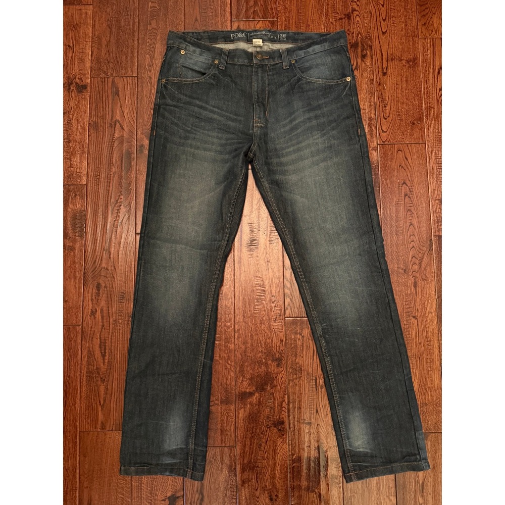 PD&C Authentic Apparel Mens Dark Wash Straight Leg Jeans 36x32 Blue Denim